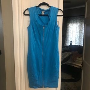 Cache blue dress, sz 4, zip front, key hole neck